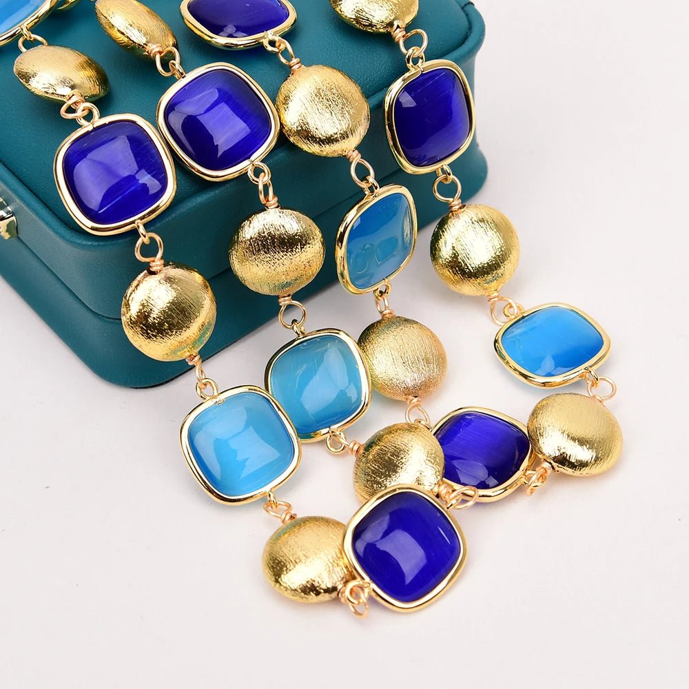 NecklacesGold Plated Natural Blue Cat Eye Necklace - WS JewelleryNatural Stone ColelctionNecklace