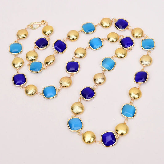 NecklacesGold Plated Natural Blue Cat Eye Necklace - WS JewelleryNatural Stone ColelctionNecklace