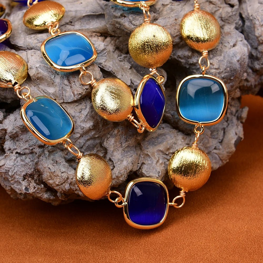 NecklacesGold Plated Natural Blue Cat Eye Necklace - WS JewelleryNatural Stone ColelctionNecklace