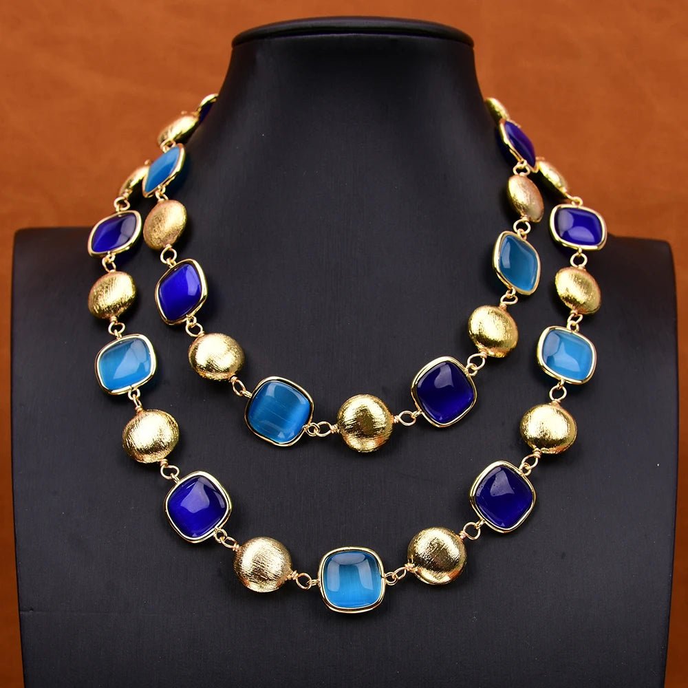 NecklacesGold Plated Natural Blue Cat Eye Necklace - WS JewelleryNatural Stone ColelctionNecklace