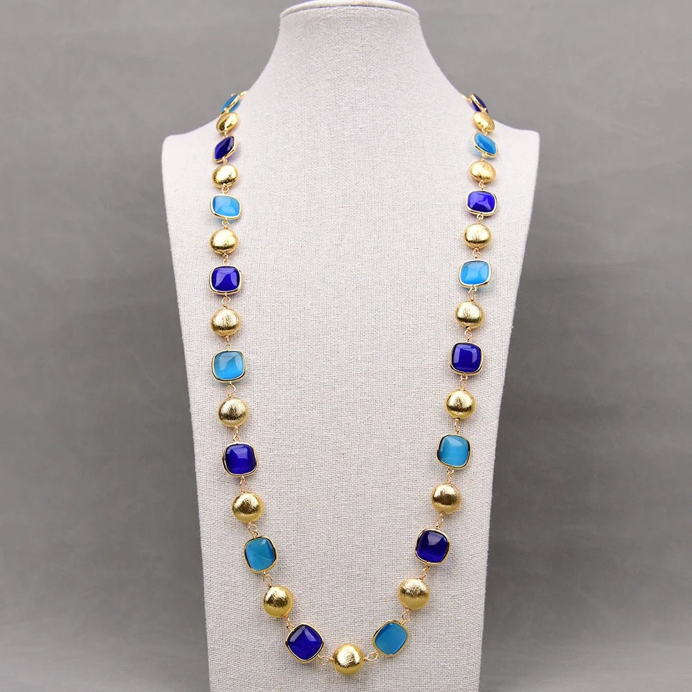 NecklacesGold Plated Natural Blue Cat Eye Necklace - WS JewelleryNatural Stone ColelctionNecklace