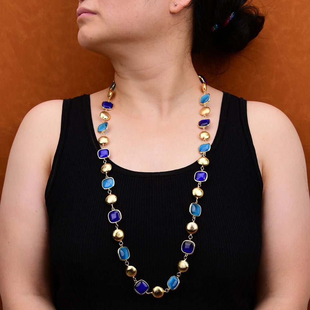 NecklacesGold Plated Natural Blue Cat Eye Necklace - WS JewelleryNatural Stone ColelctionNecklace
