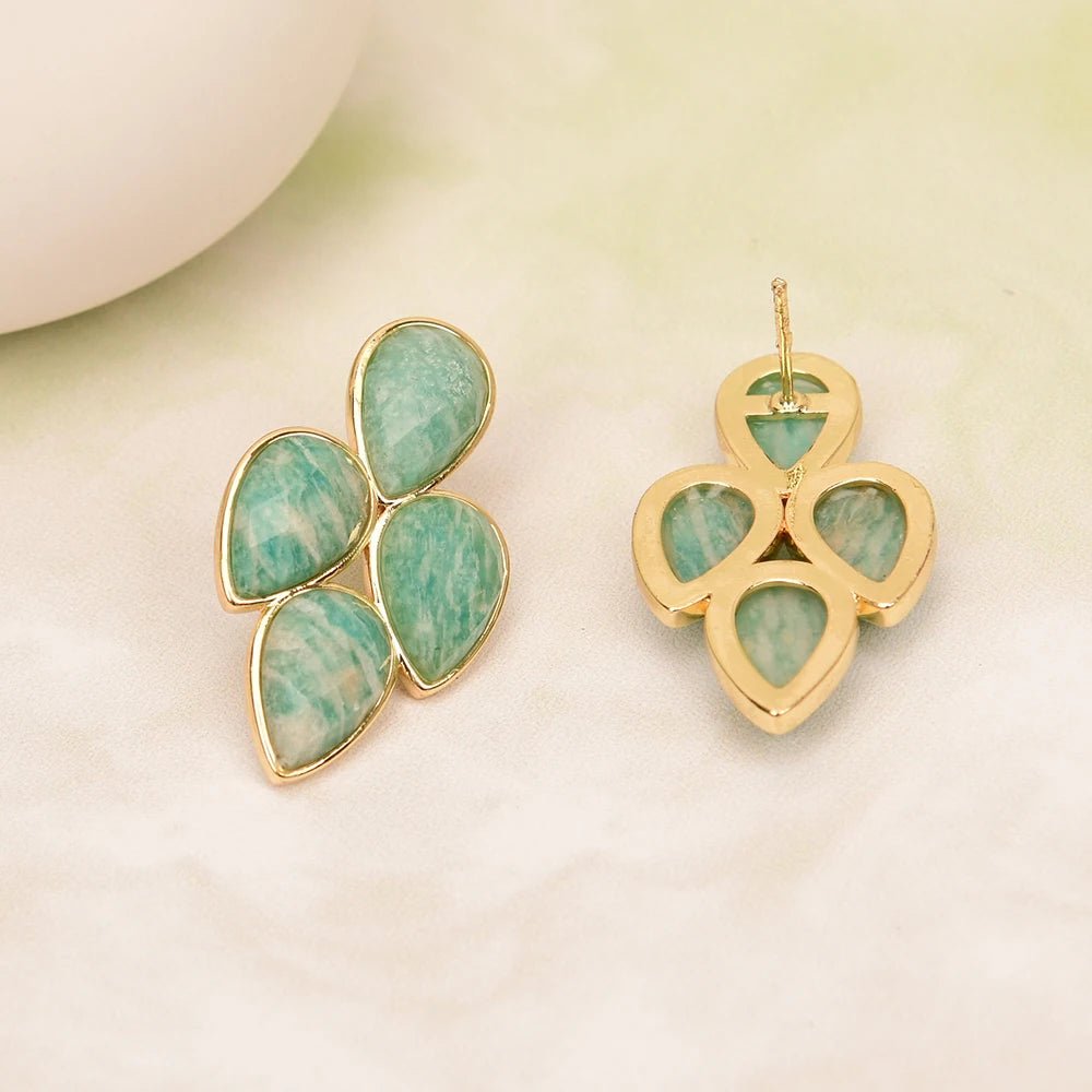 EarringsGold Plated Natural Green Peru Amazonite Stud Earrings - WS JewelleryNatural Stone ColelctionNatural Stone EarringPearl Earring