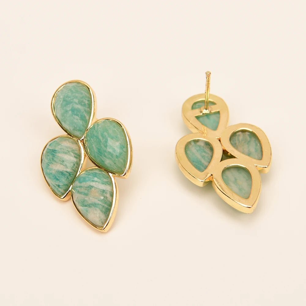 EarringsGold Plated Natural Green Peru Amazonite Stud Earrings - WS JewelleryNatural Stone ColelctionNatural Stone EarringPearl Earring