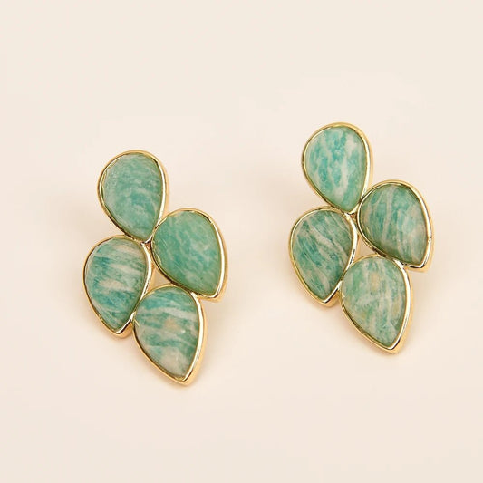 EarringsGold Plated Natural Green Peru Amazonite Stud Earrings - WS JewelleryNatural Stone ColelctionNatural Stone EarringPearl Earring