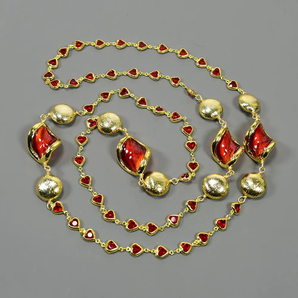 NecklacesGold Plated Red Murano Glass Heart Bead Necklace - WS JewelleryNatural Stone ColelctionNecklace