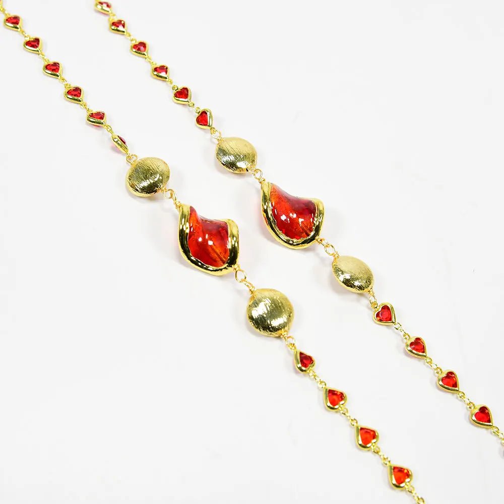 NecklacesGold Plated Red Murano Glass Heart Bead Necklace - WS JewelleryNatural Stone ColelctionNecklace