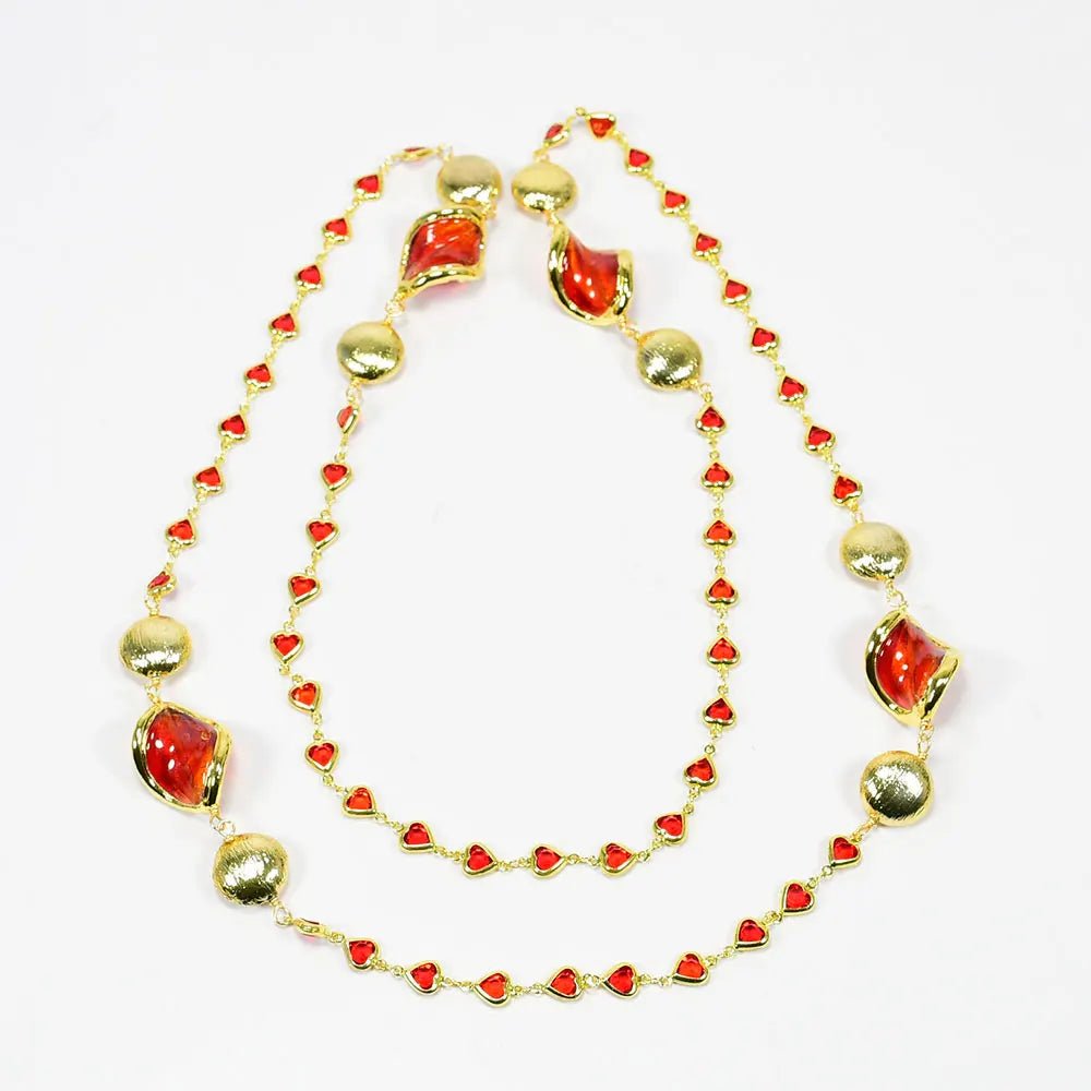 NecklacesGold Plated Red Murano Glass Heart Bead Necklace - WS JewelleryNatural Stone ColelctionNecklace