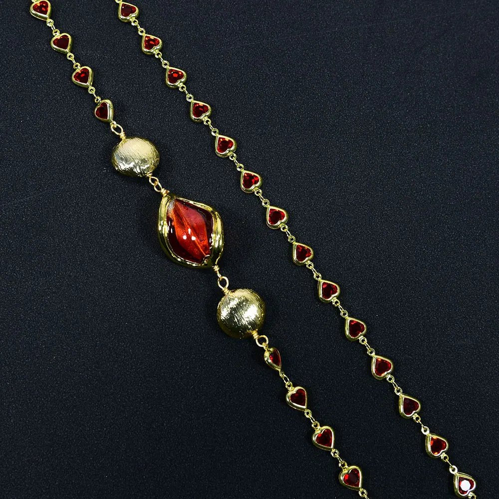 NecklacesGold Plated Red Murano Glass Heart Bead Necklace - WS JewelleryNatural Stone ColelctionNecklace