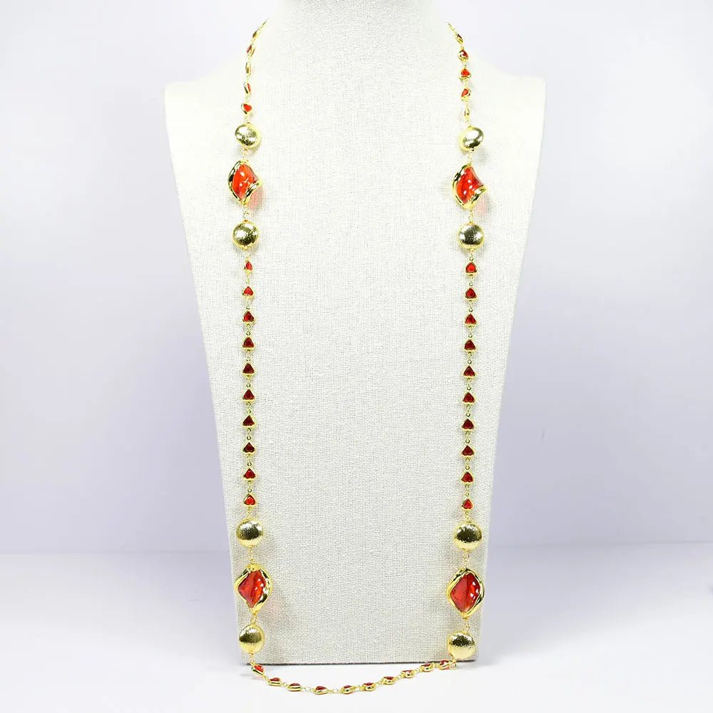 NecklacesGold Plated Red Murano Glass Heart Bead Necklace - WS JewelleryNatural Stone ColelctionNecklace