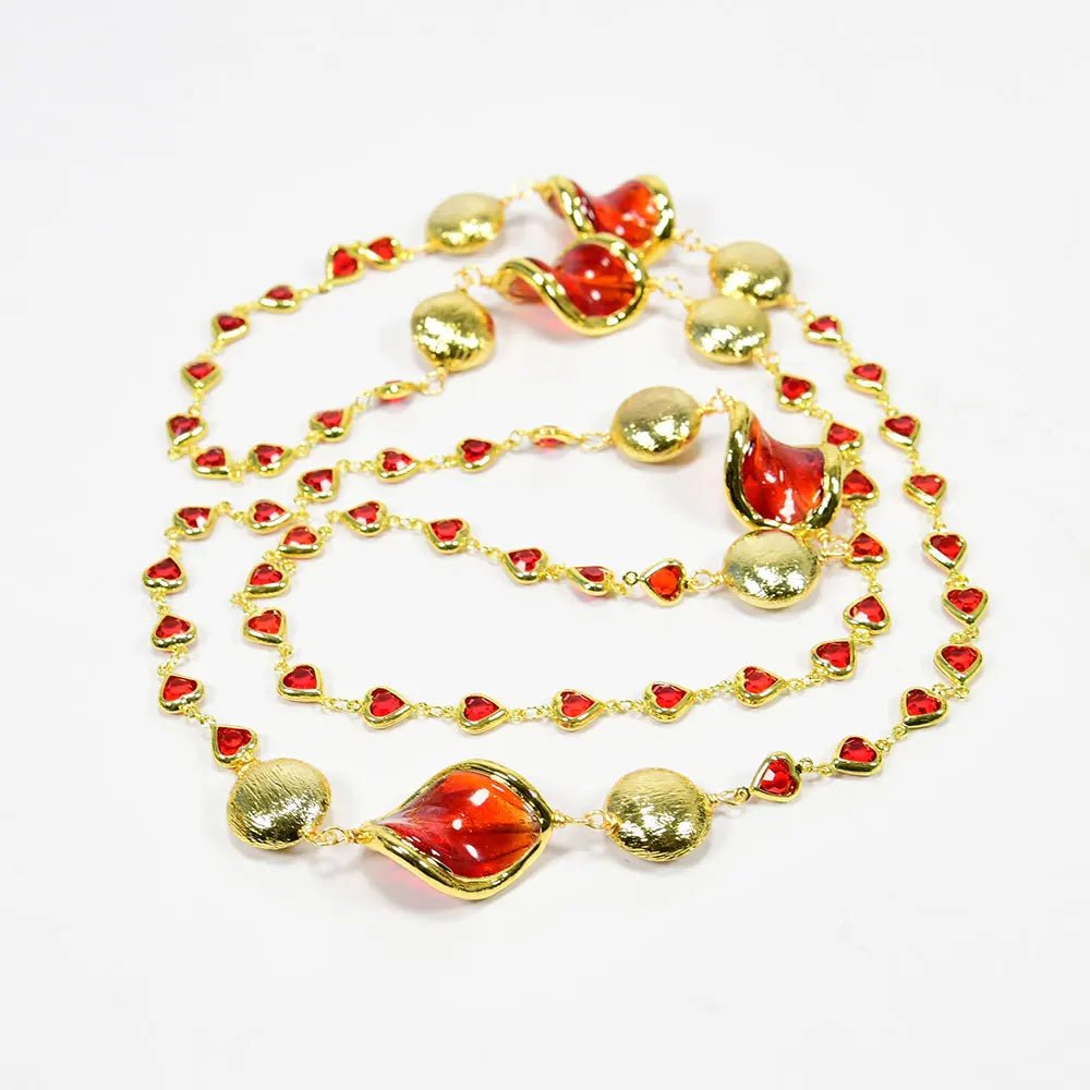 NecklacesGold Plated Red Murano Glass Heart Bead Necklace - WS JewelleryNatural Stone ColelctionNecklace