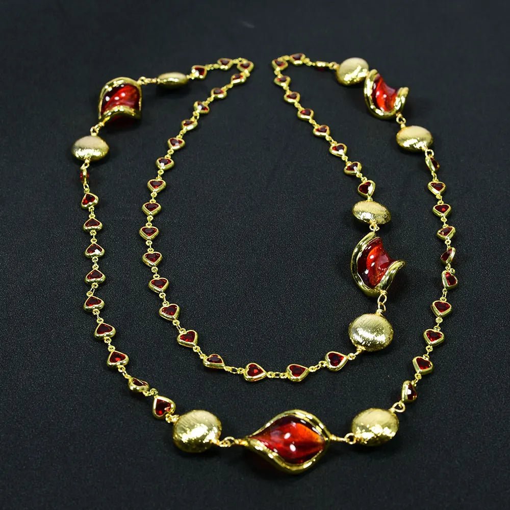 NecklacesGold Plated Red Murano Glass Heart Bead Necklace - WS JewelleryNatural Stone ColelctionNecklace