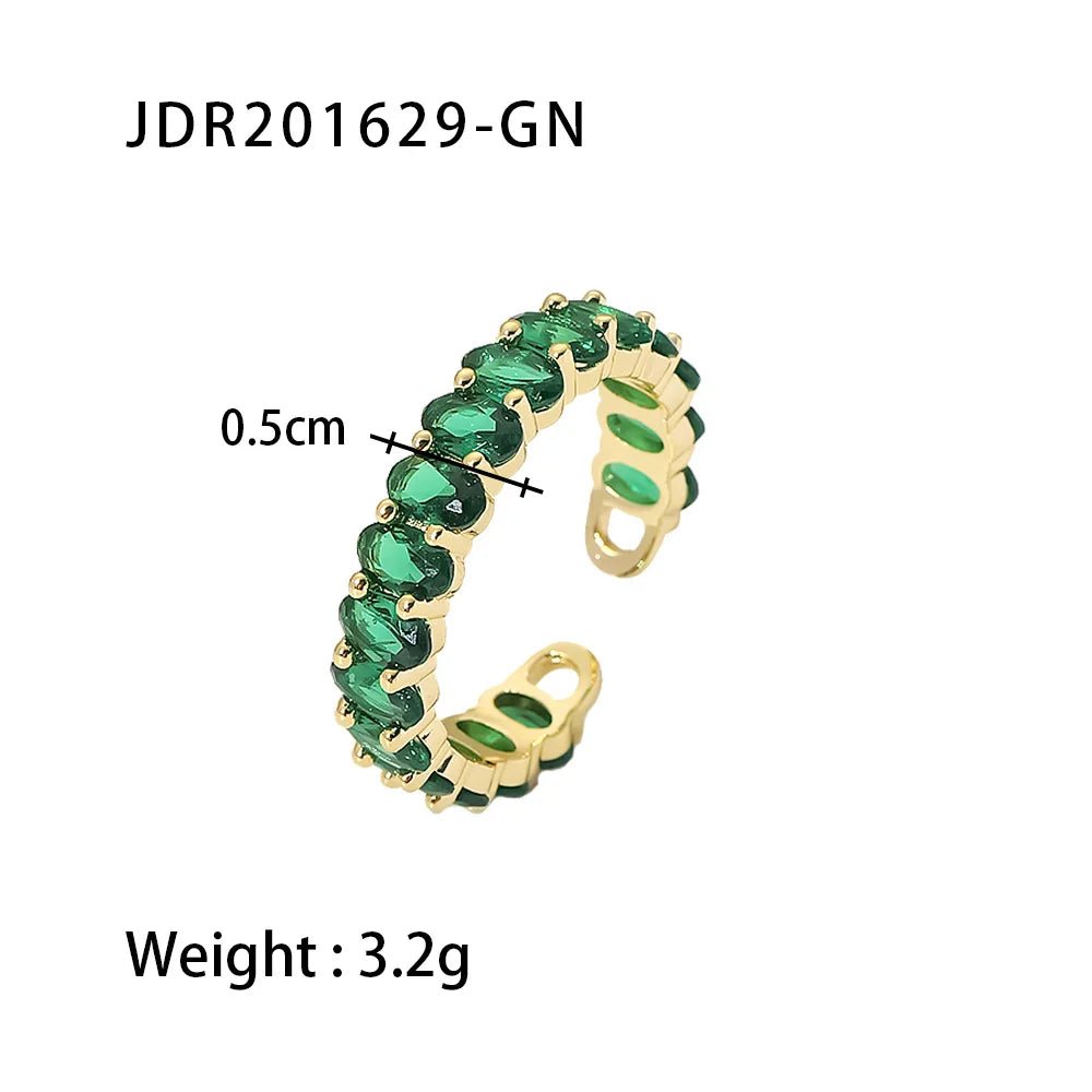 Green Chunky Sleek 18K Gold Plated Stainless Steel Elysian Ring - WS JewelleryStainless Steel