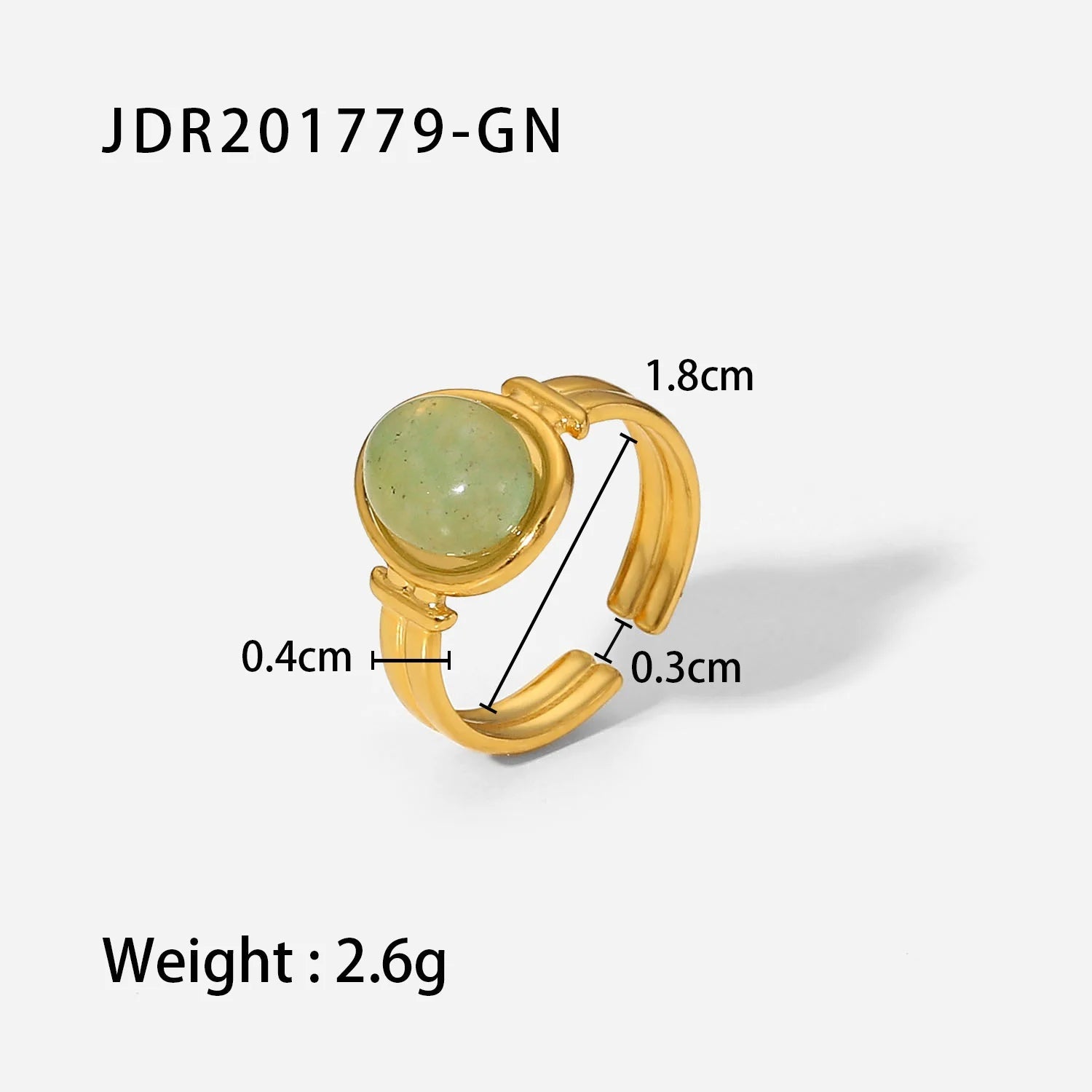 Green Chunky Sleek 18K Gold Plated Stainless Steel Elysian Ring - WS JewelleryStainless Steel