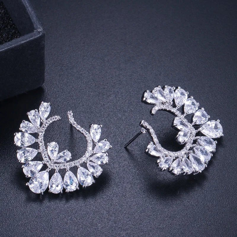 EarringsHear Shaped Flower Stud Earrings CZ394 - WS JewelleryBridal EarringEarringLuxury Earring