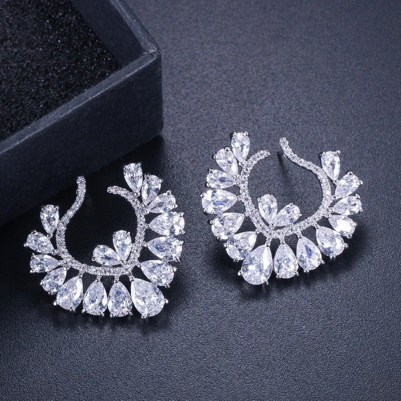 EarringsHear Shaped Flower Stud Earrings CZ394 - WS JewelleryBridal EarringEarringLuxury Earring