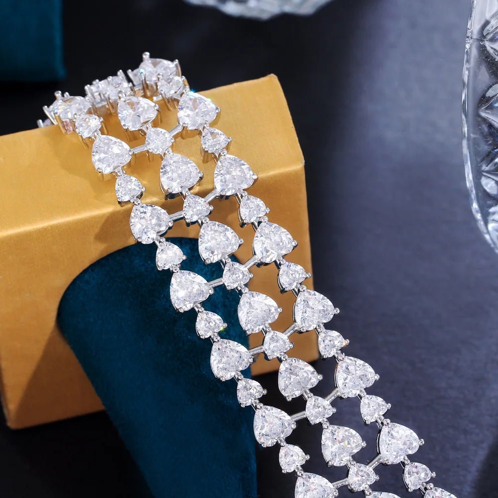 BraceletsHeart Shape Tennis Chain Bracelets CB334 - WS JewelleryBraceletBridal BraceletTennis Bracelet