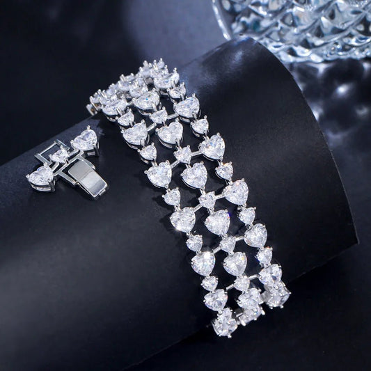BraceletsHeart Shape Tennis Chain Bracelets CB334 - WS JewelleryBraceletBridal BraceletTennis Bracelet