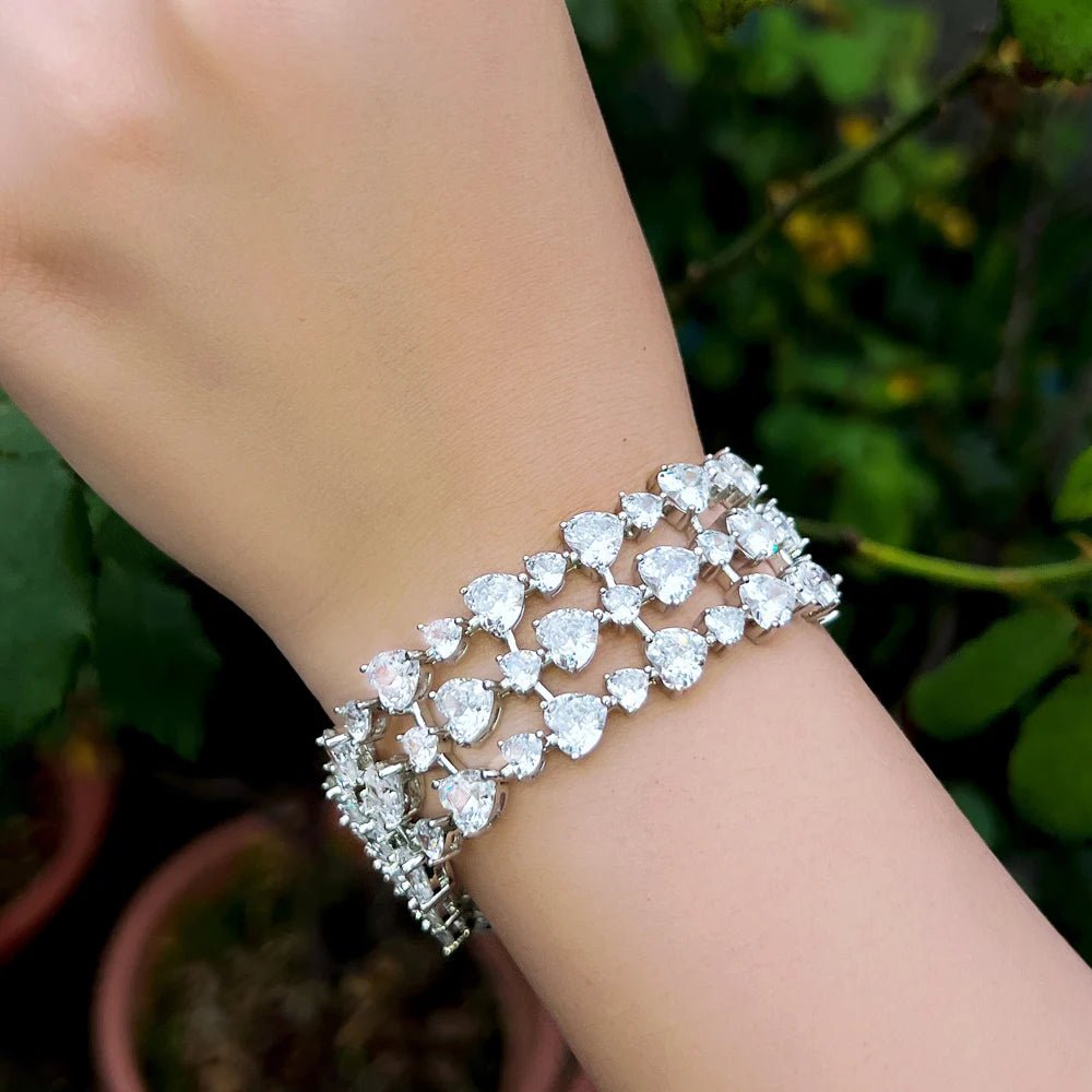 BraceletsHeart Shape Tennis Chain Bracelets CB334 - WS JewelleryBraceletBridal BraceletTennis Bracelet