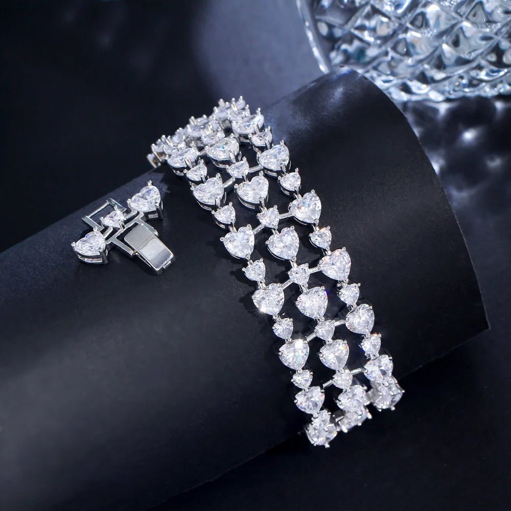 BraceletsHeart Shape Tennis Chain Bracelets CB334 - WS JewelleryBraceletBridal BraceletTennis Bracelet