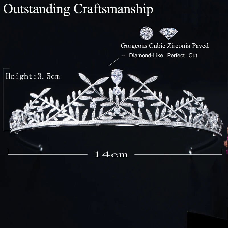 TiarasLeaf Shape Bridal Crown Tiara A017 - WS JewelleryBridal TiaraHair AccessoriesQueen Tiara