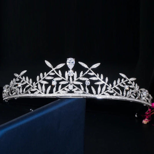 TiarasLeaf Shape Bridal Crown Tiara A017 - WS JewelleryBridal TiaraHair AccessoriesQueen Tiara