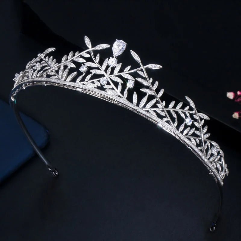 TiarasLeaf Shape Bridal Crown Tiara A017 - WS JewelleryBridal TiaraHair AccessoriesQueen Tiara