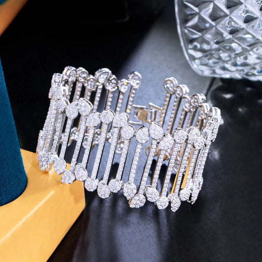 BraceletsLuxury Micro Pave Large Wide Bracelet CB321 - WS JewelleryBraceletBridal BraceletTennis Bracelet