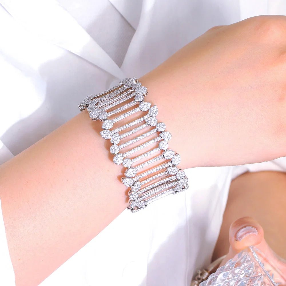 BraceletsLuxury Micro Pave Large Wide Bracelet CB321 - WS JewelleryBraceletBridal BraceletTennis Bracelet