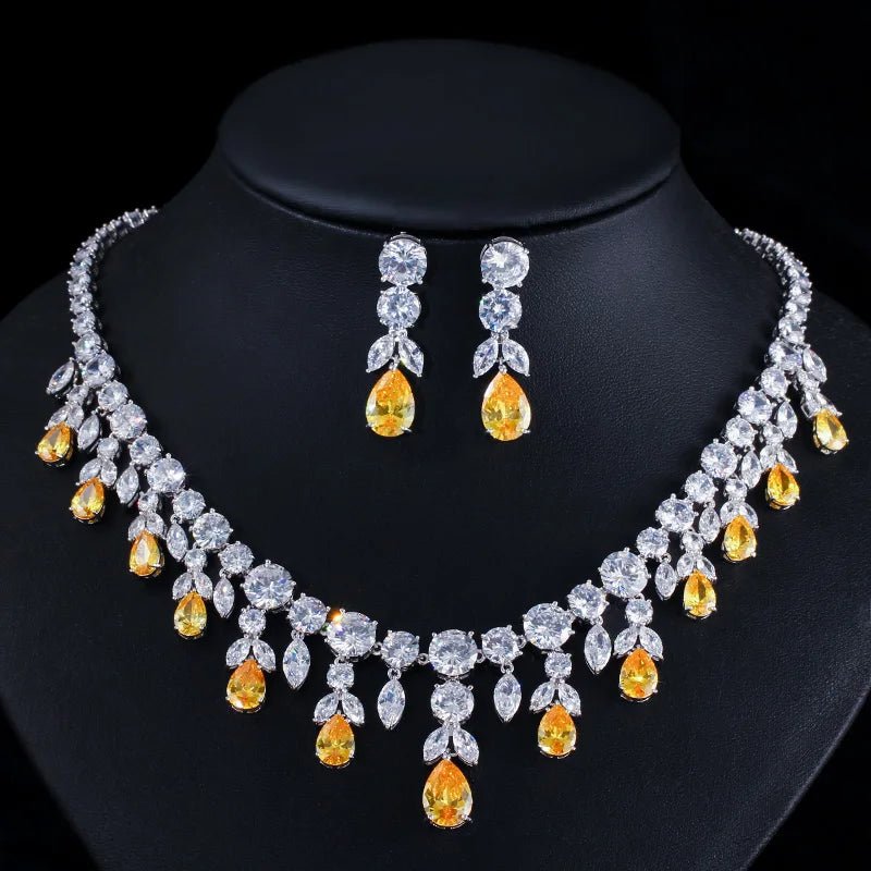 Jewellery SetLuxury Tassel Yellow Bridal Necklace and Earring Jewelry Sets T347 - WS Jewelleryjewellery set