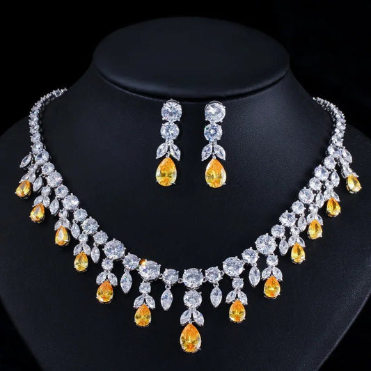 Jewellery SetLuxury Tassel Yellow Bridal Necklace and Earring Jewelry Sets T347 - WS Jewelleryjewellery set