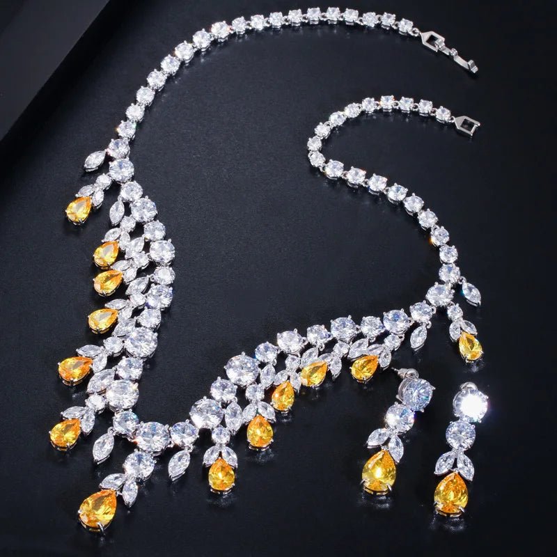 Jewellery SetLuxury Tassel Yellow Bridal Necklace and Earring Jewelry Sets T347 - WS Jewelleryjewellery set