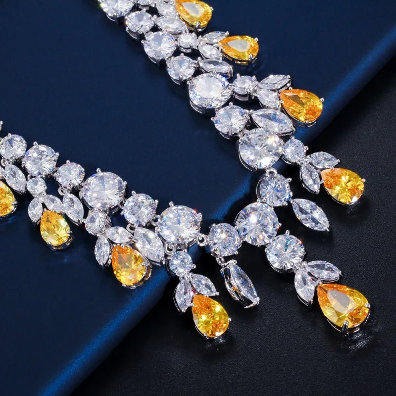 Jewellery SetLuxury Tassel Yellow Bridal Necklace and Earring Jewelry Sets T347 - WS Jewelleryjewellery set