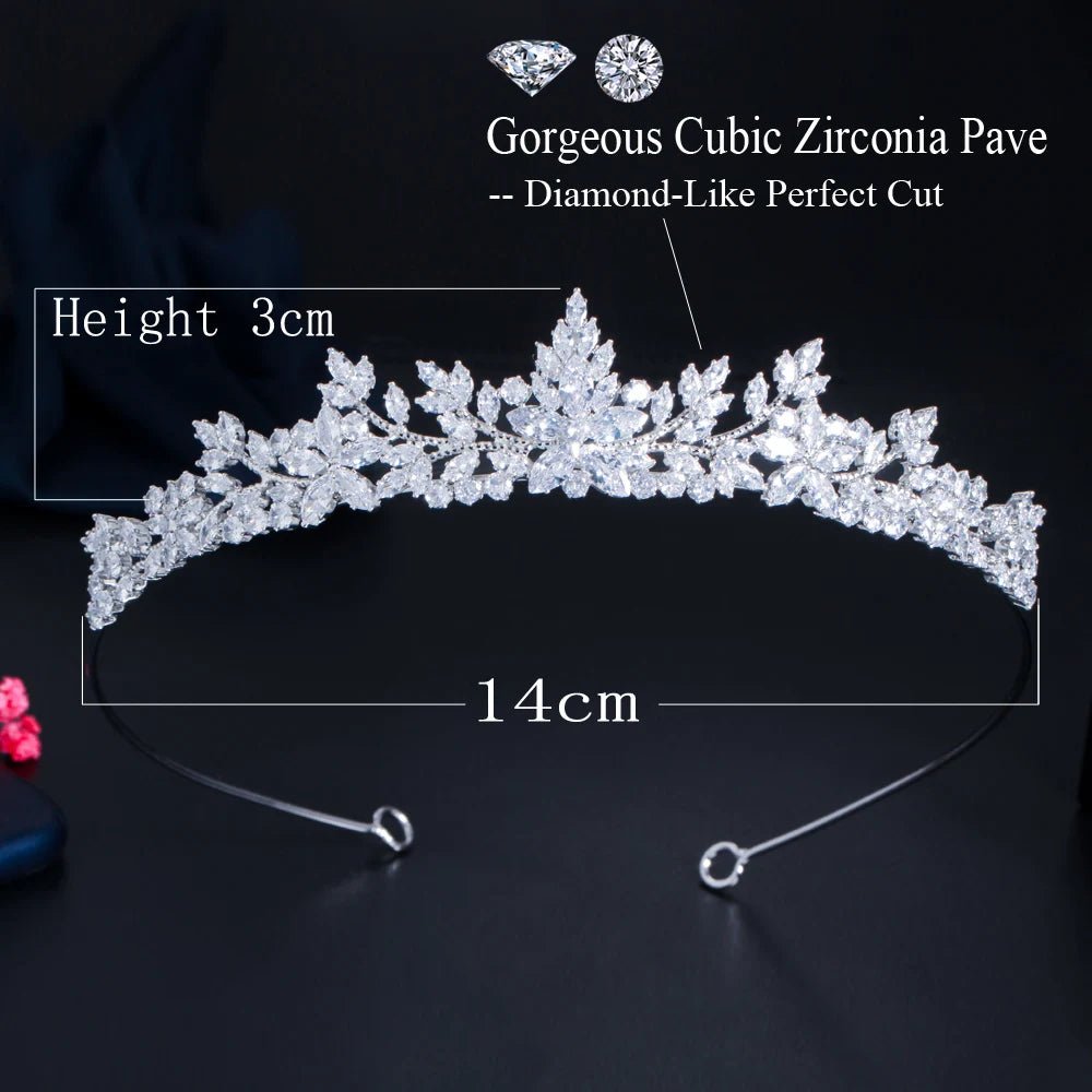 TiarasMarquise-Cut Flower Tiara Crown A032 - WS JewelleryBridal TiaraHair AccessoriesQueen Tiara