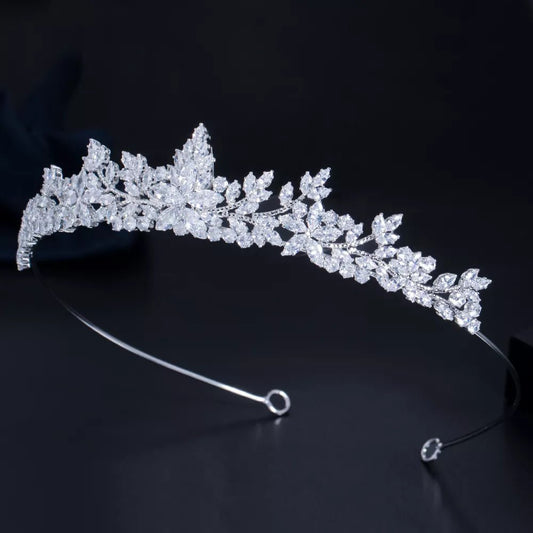 TiarasMarquise-Cut Flower Tiara Crown A032 - WS JewelleryBridal TiaraHair AccessoriesQueen Tiara