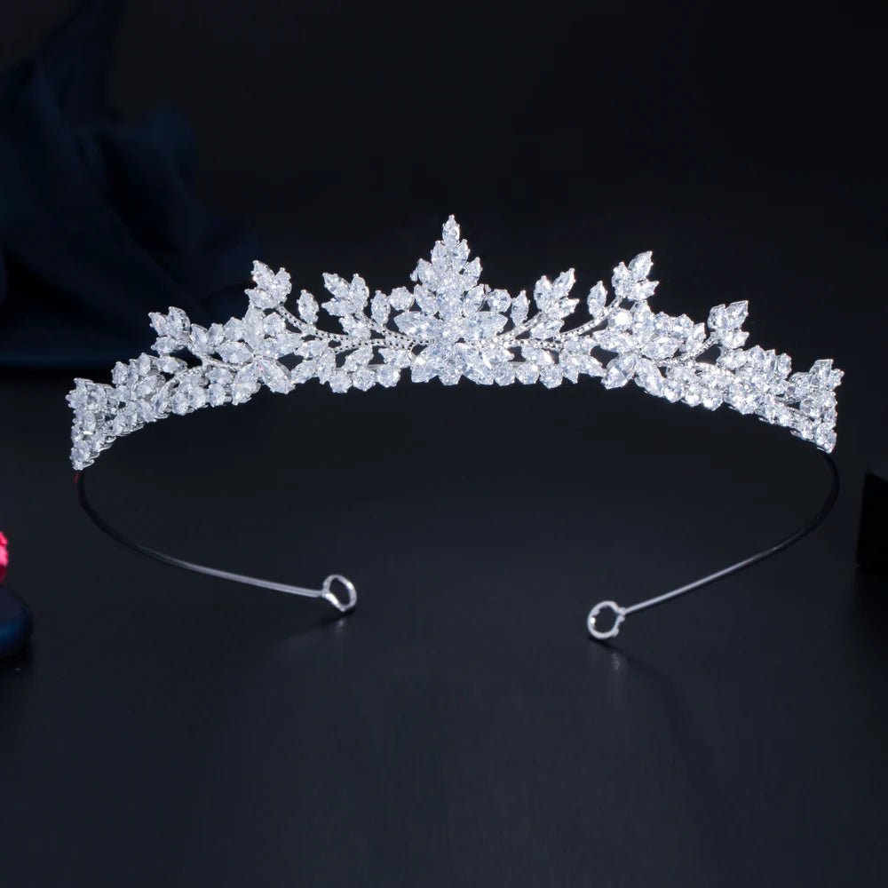 TiarasMarquise-Cut Flower Tiara Crown A032 - WS JewelleryBridal TiaraHair AccessoriesQueen Tiara