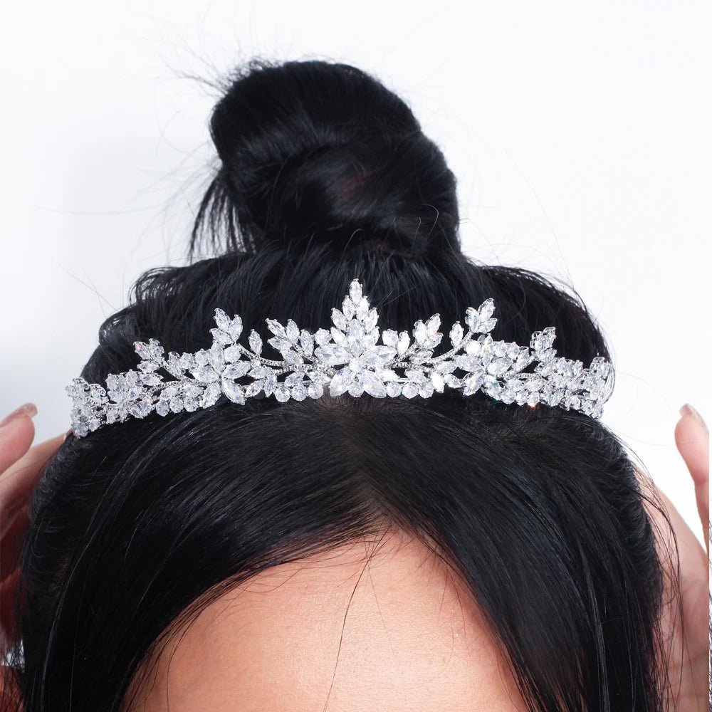 TiarasMarquise-Cut Flower Tiara Crown A032 - WS JewelleryBridal TiaraHair AccessoriesQueen Tiara