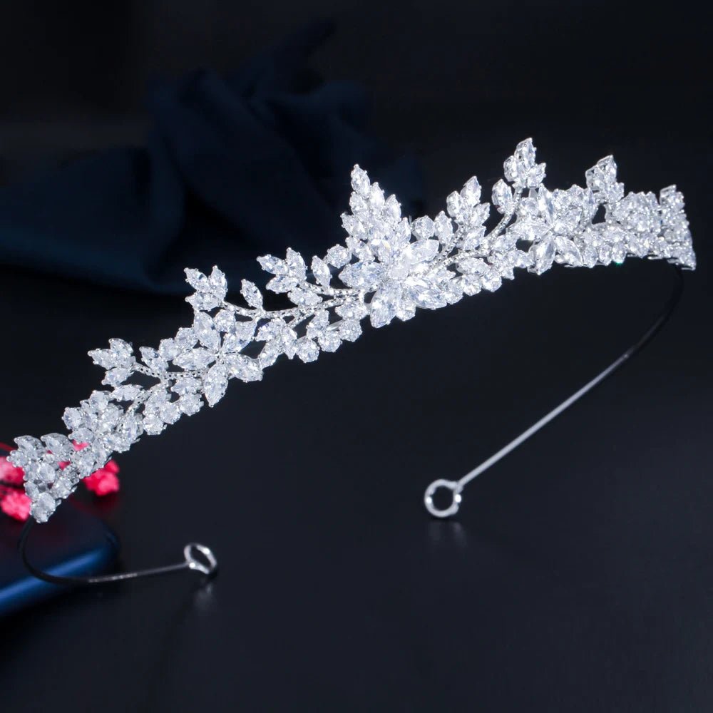 TiarasMarquise-Cut Flower Tiara Crown A032 - WS JewelleryBridal TiaraHair AccessoriesQueen Tiara
