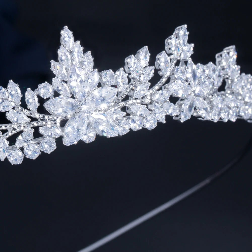 TiarasMarquise-Cut Flower Tiara Crown A032 - WS JewelleryBridal TiaraHair AccessoriesQueen Tiara