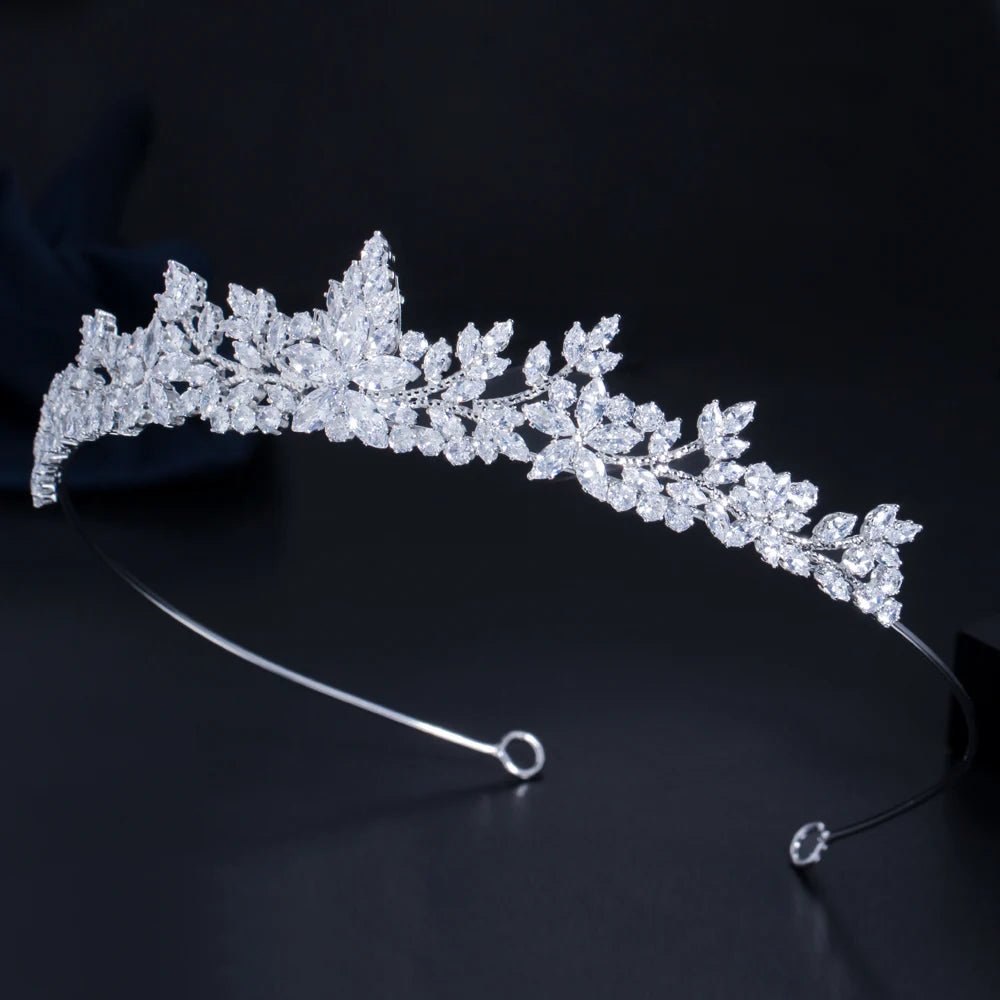 TiarasMarquise-Cut Flower Tiara Crown A032 - WS JewelleryBridal TiaraHair AccessoriesQueen Tiara