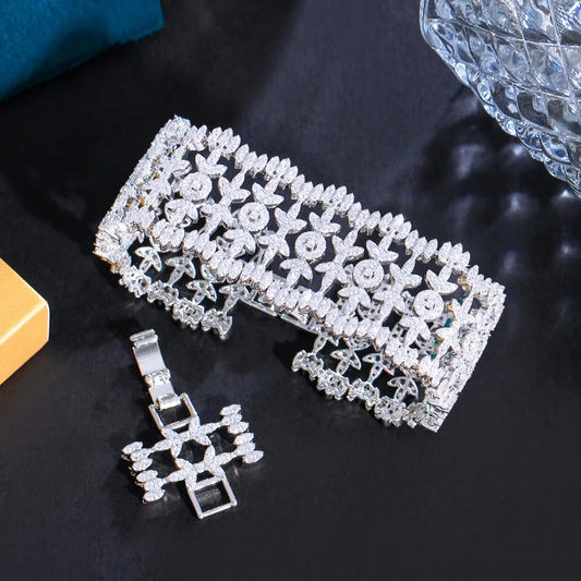 BraceletsMicro Pave Leaf Bracelets Bangles CB319 - WS JewelleryBraceletBridal BraceletTennis Bracelet