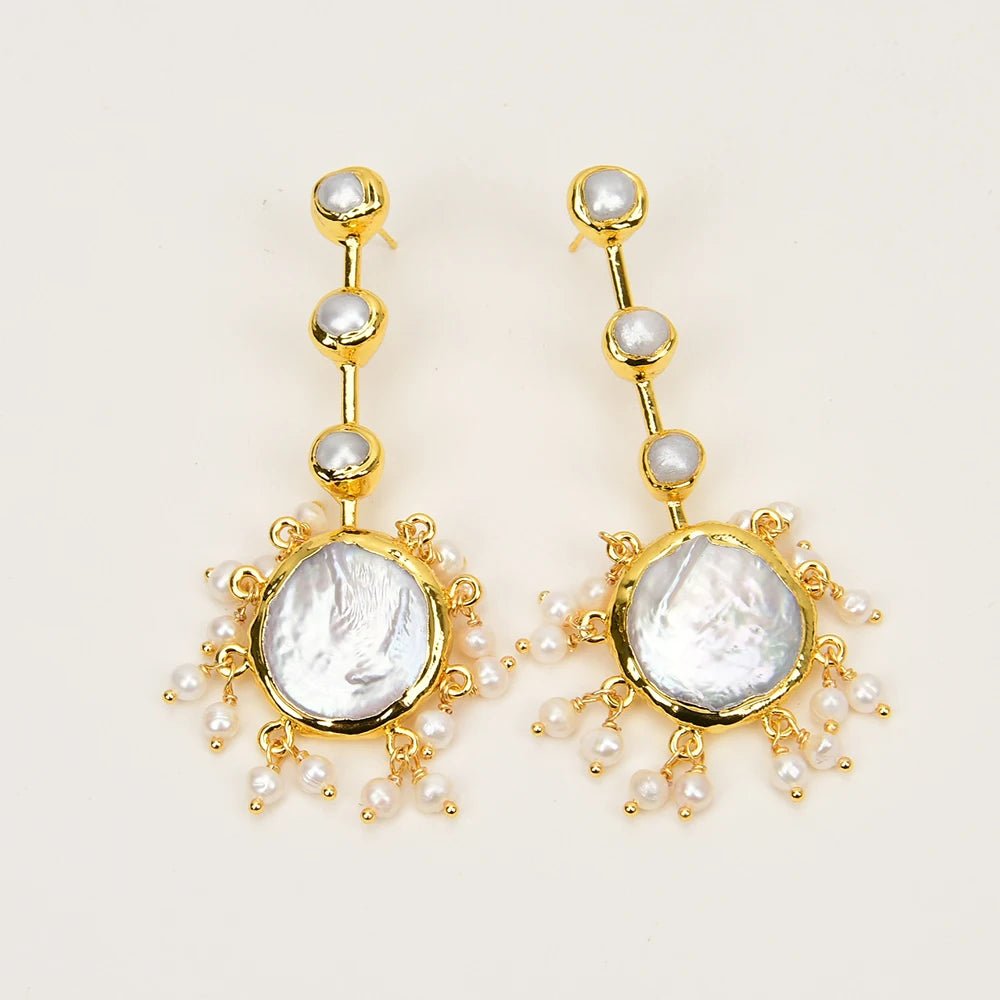 EarringsNatural Gold Plated White Coin Pearl Earrings - WS JewelleryNatural Stone ColelctionNatural Stone EarringPearl Earring