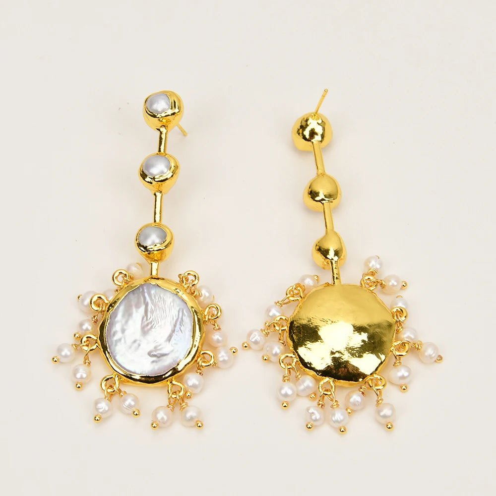 EarringsNatural Gold Plated White Coin Pearl Earrings - WS JewelleryNatural Stone ColelctionNatural Stone EarringPearl Earring