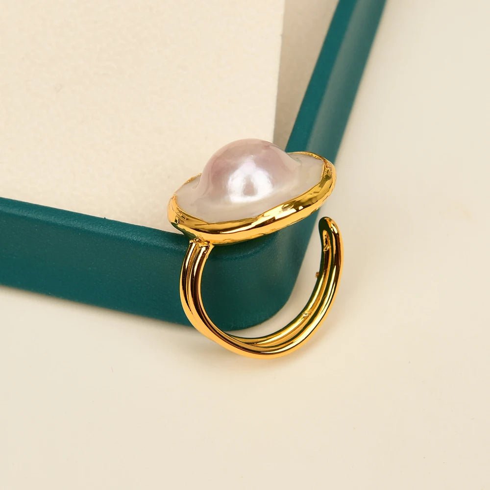 RingsNatural Light Pink Mabe Pearl Adjustable Rings - WS JewelleryCocktail RingNatural Stone ColelctionPearl Ring