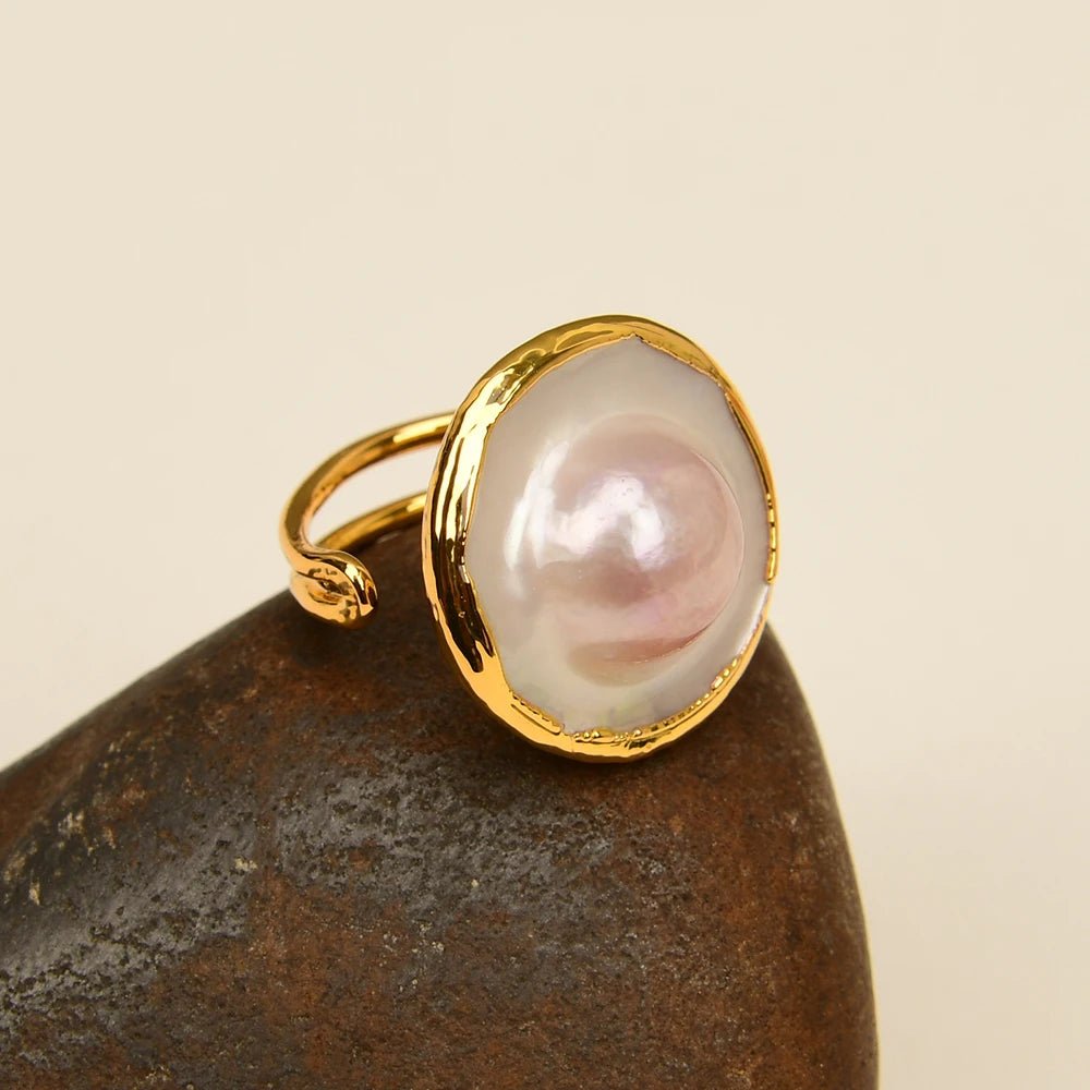 RingsNatural Light Pink Mabe Pearl Adjustable Rings - WS JewelleryCocktail RingNatural Stone ColelctionPearl Ring