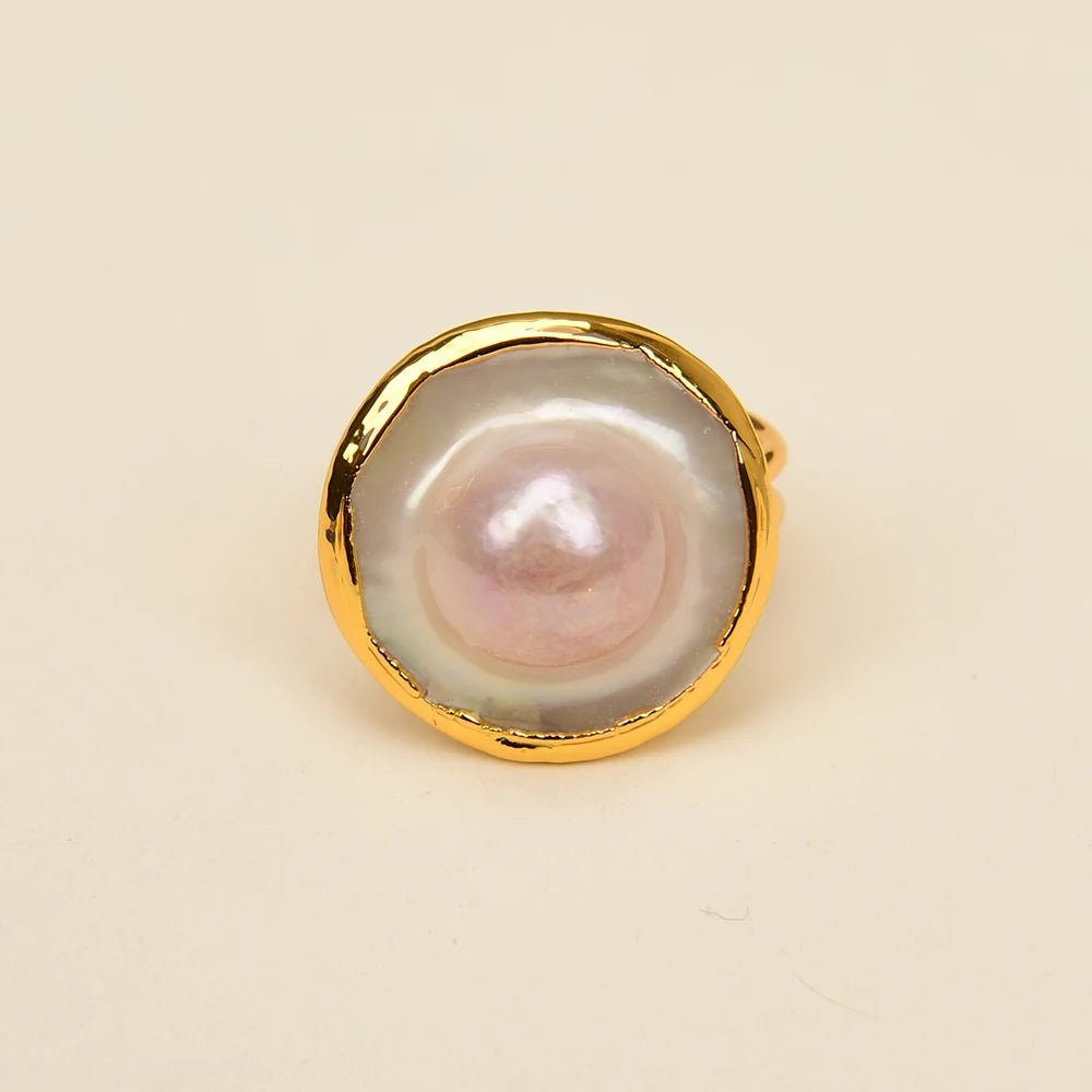 RingsNatural Light Pink Mabe Pearl Adjustable Rings - WS JewelleryCocktail RingNatural Stone ColelctionPearl Ring
