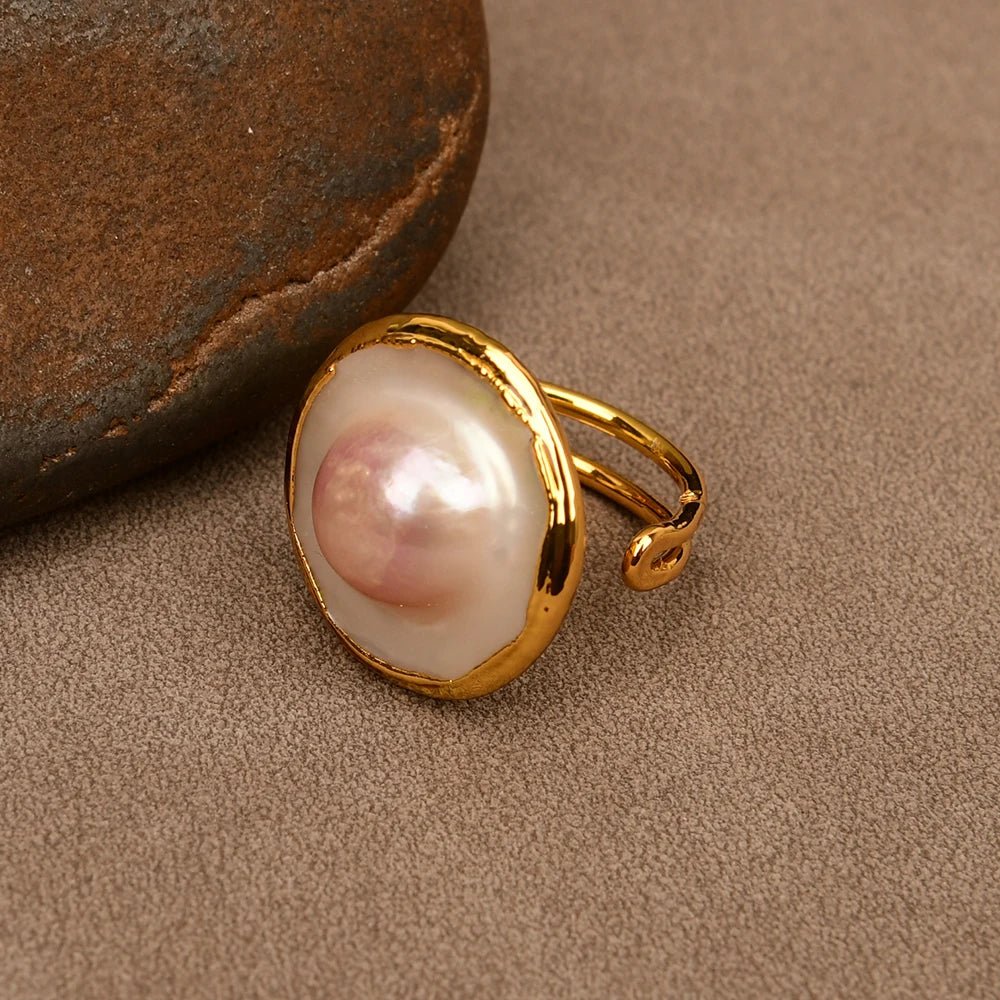 RingsNatural Light Pink Mabe Pearl Adjustable Rings - WS JewelleryCocktail RingNatural Stone ColelctionPearl Ring