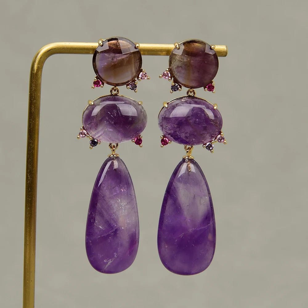 EarringsNatural Purple Amethyst Quartz Stud Earrings - WS JewelleryNatural Stone ColelctionNatural Stone EarringPearl Earring