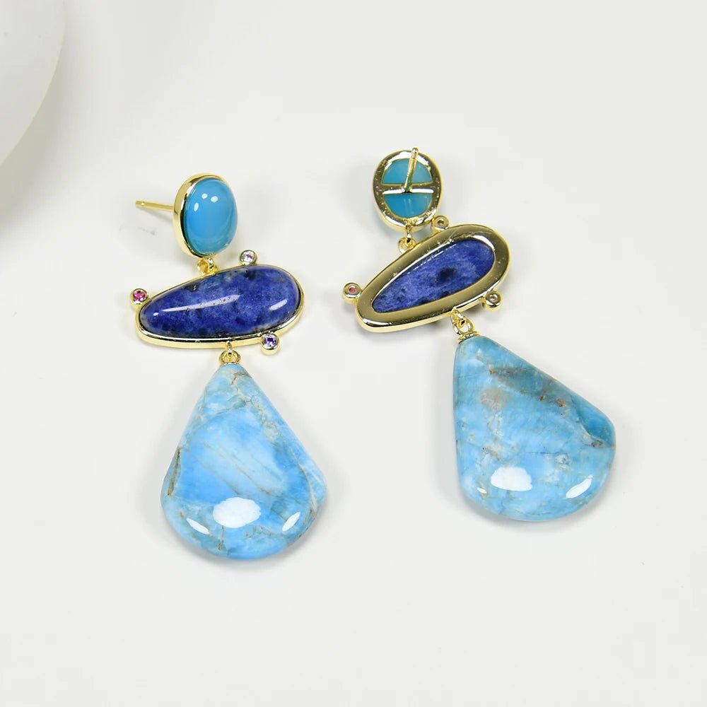 EarringsNatural Stone Apatite Blue Sodalite Jade Stud Dangle Earrings - WS JewelleryNatural Stone ColelctionNatural Stone EarringPearl Earring