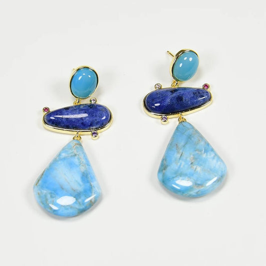 EarringsNatural Stone Apatite Blue Sodalite Jade Stud Dangle Earrings - WS JewelleryNatural Stone ColelctionNatural Stone EarringPearl Earring
